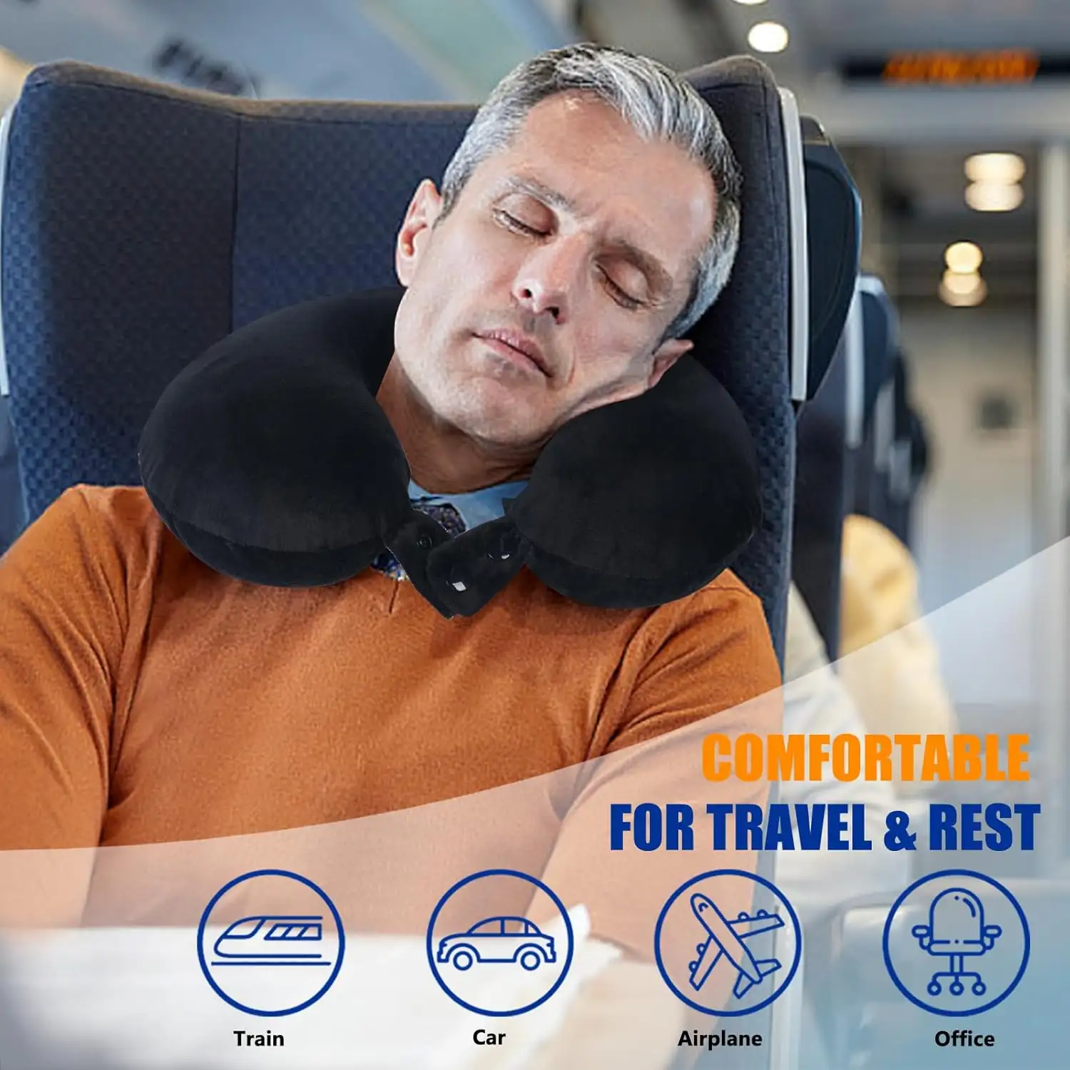 SAIREIDER Travel Pillow Pure Memory Foam Travel Neck Pillow, Airplane Pillow for Traveling - 716R7sPY7zL._AC_SL1500_
